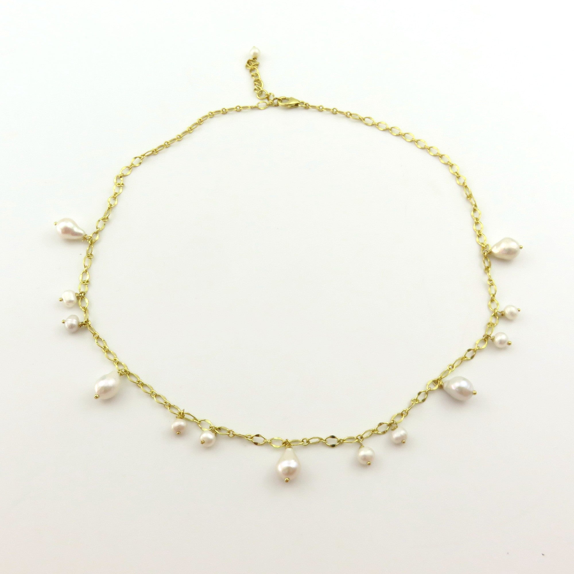 Genuine Freshwater Pearl Necklace Gold Plated 925 Silver Adjustable 41-43cm Box