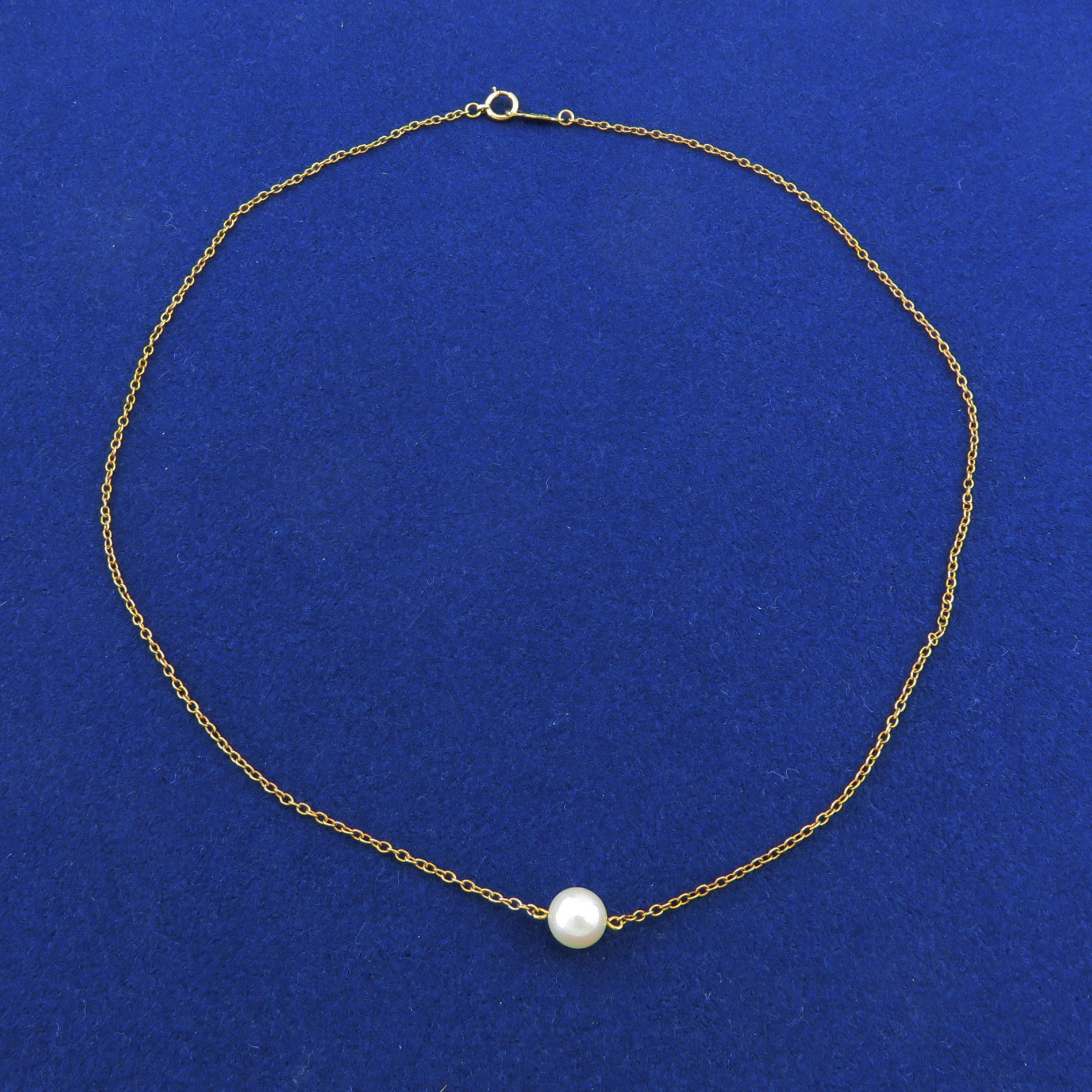 MIKIMOTO K14 Yellow Gold 6.8mm Akoya Pearl Solitaire Pendant Necklace 38cm