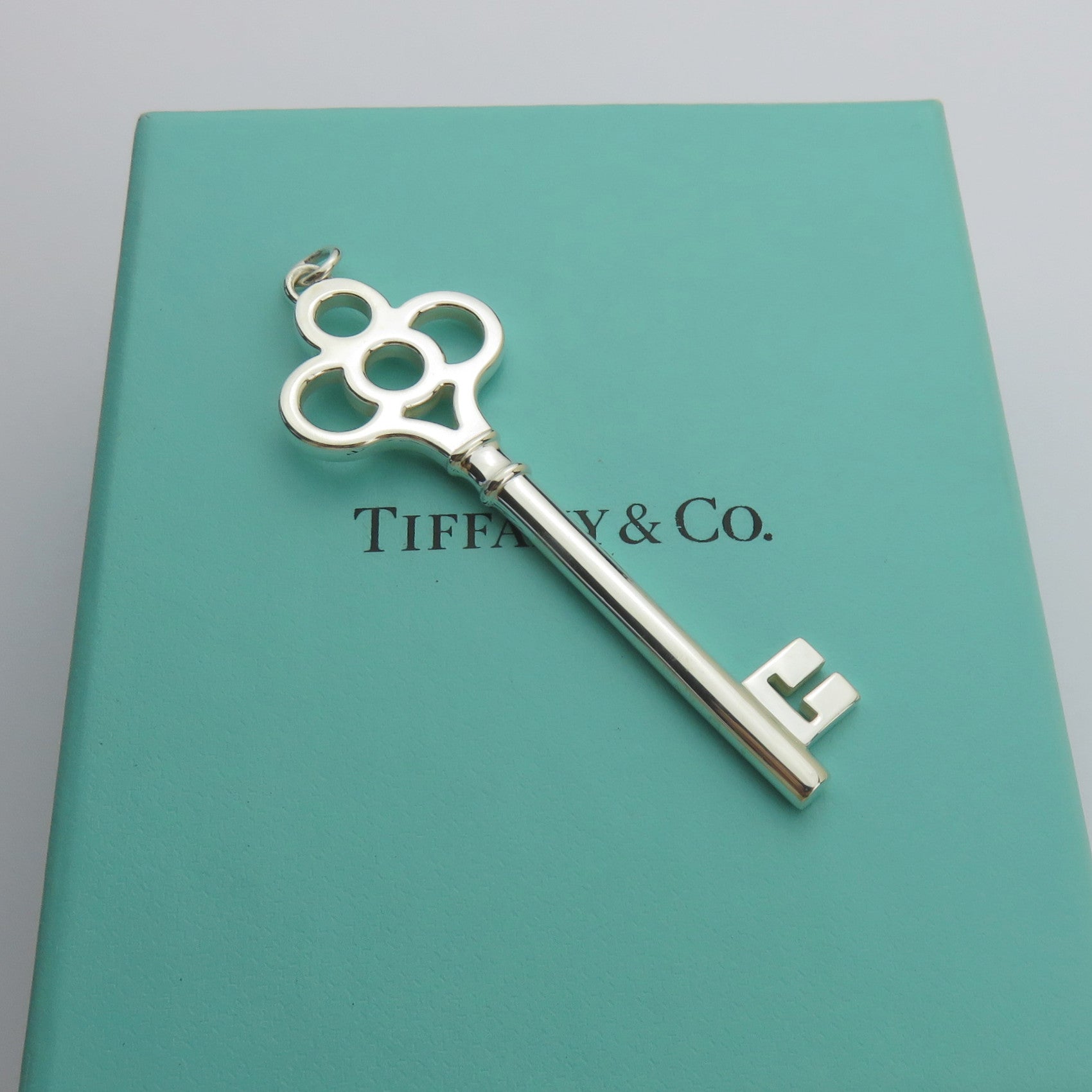 Tiffany & Co 925 Sterling Silver Large Crown Key Pendant Charm with Box