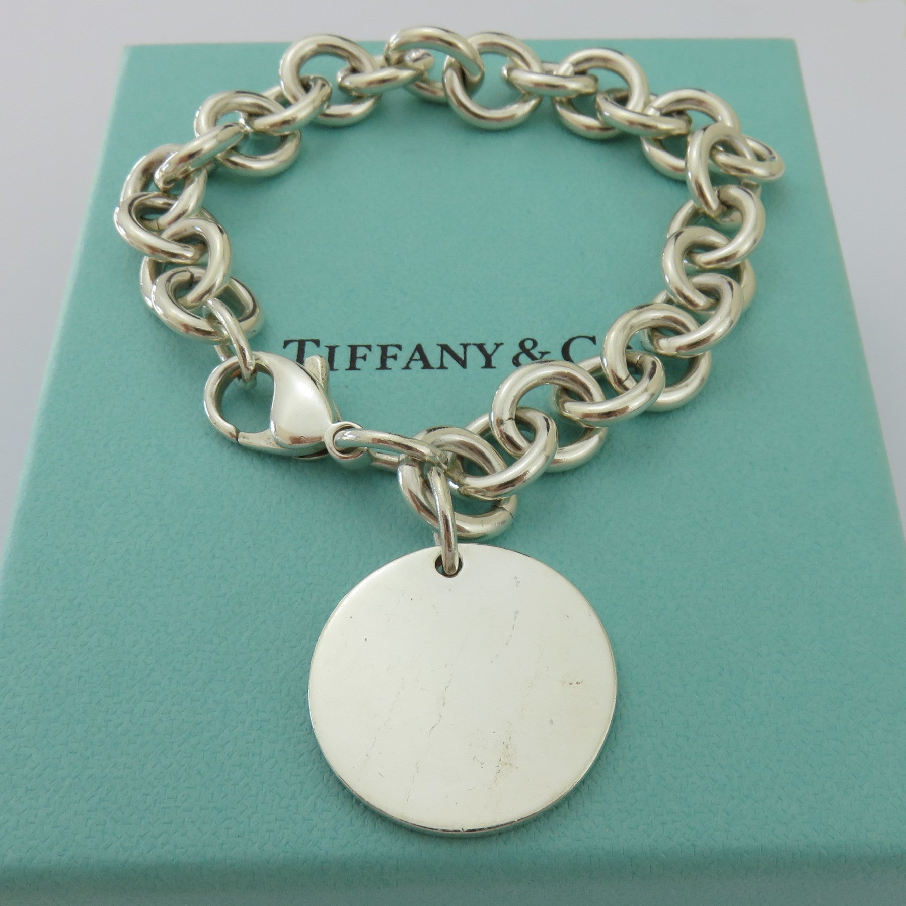 TIFFANY & CO 925 Silver Return to Tiffany Round Bold Link Bracelet with Box