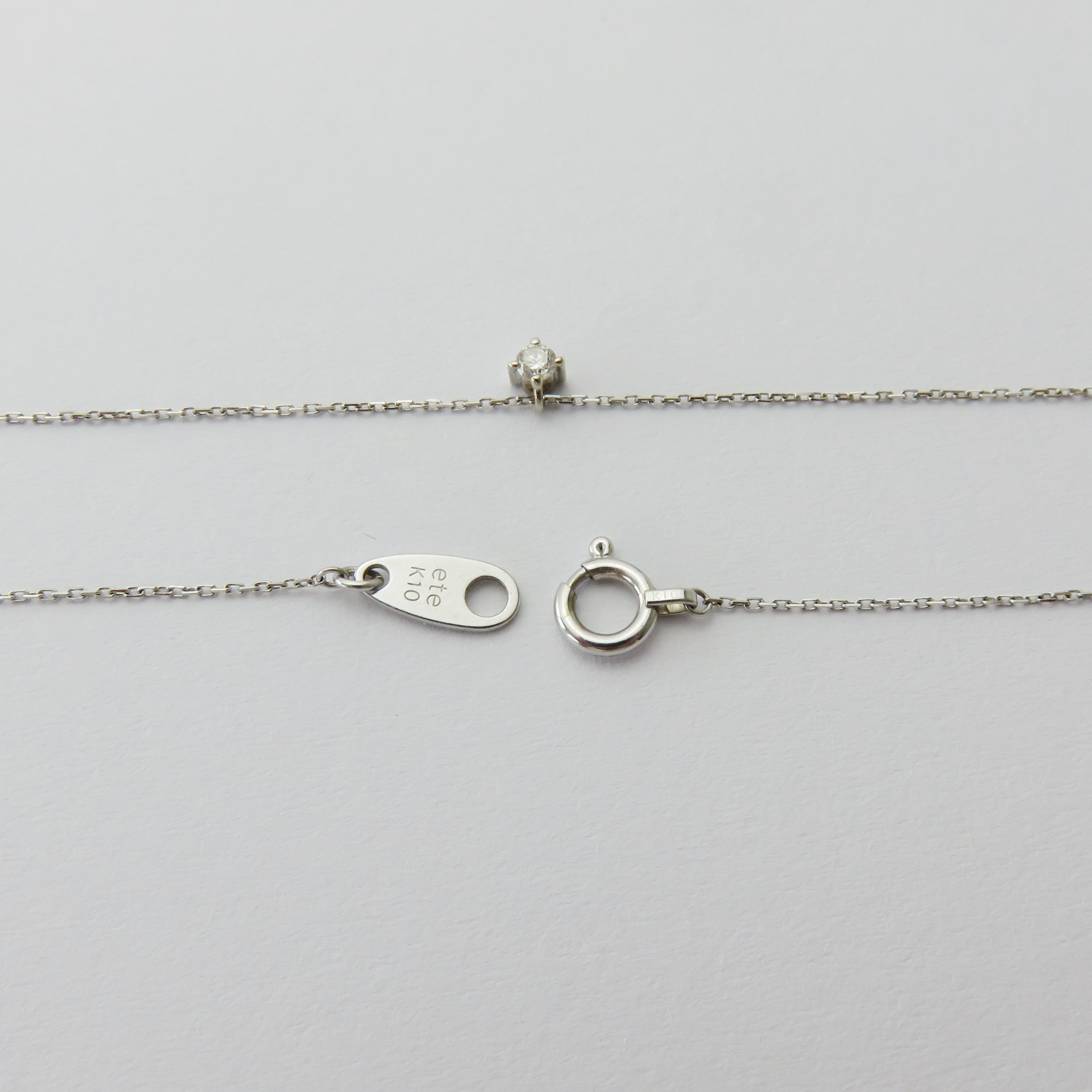 ete 10K White Gold Diamond Solitaire Pendant Necklace Japan Designer