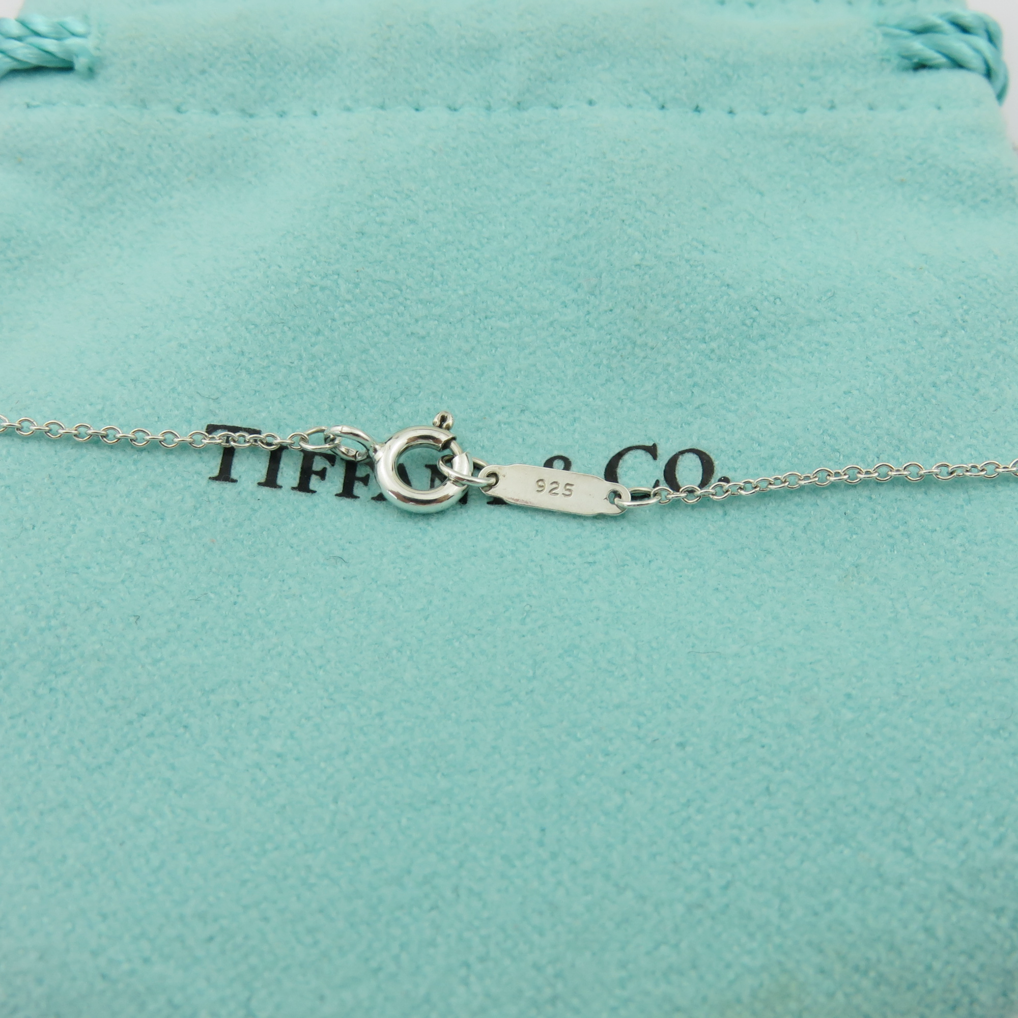 TIFFANY & CO 925 Sterling Silver Return to Tiffany Mini Double Heart Necklace