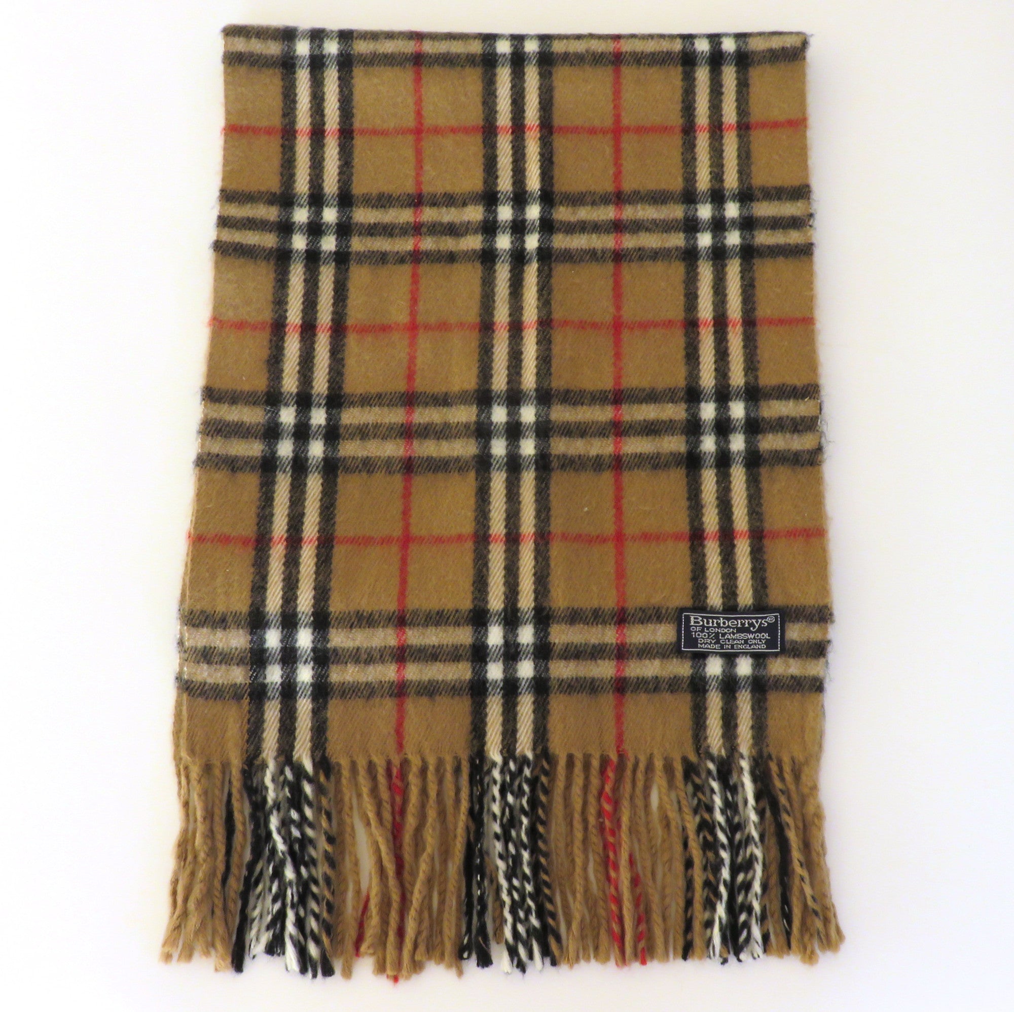 Burberry Archive Beige Check Lambswool Scarf Vintage Made in England Unisex