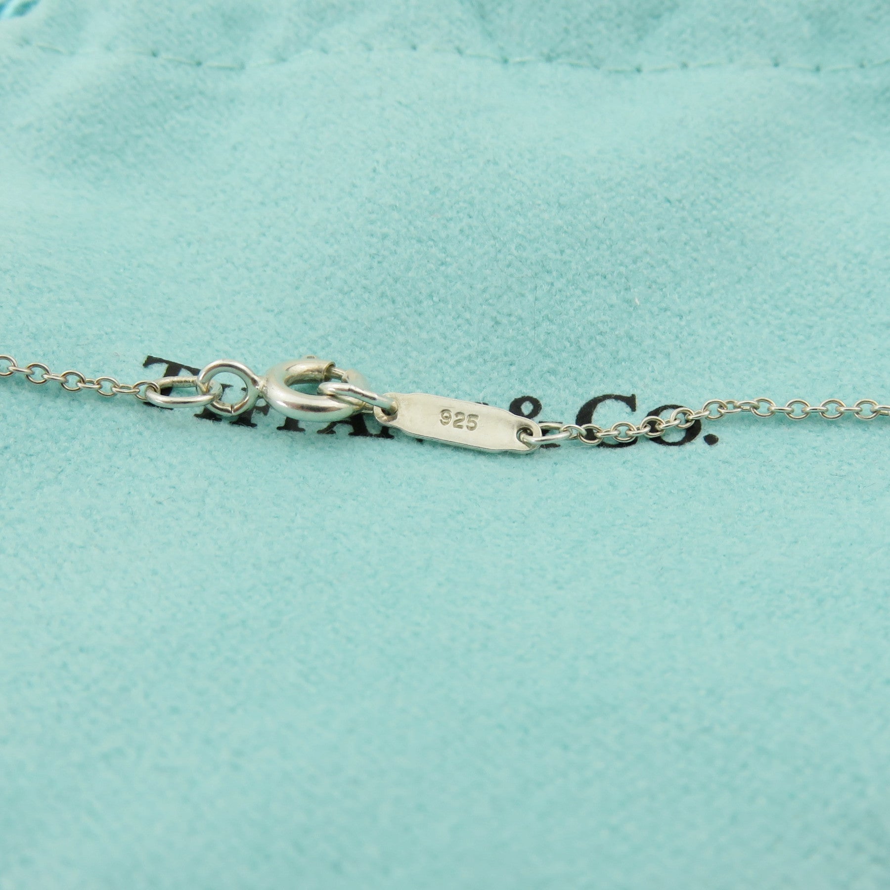 TIFFANY & CO 925 Sterling Silver Double Heart Dangle Necklace with Po0uch