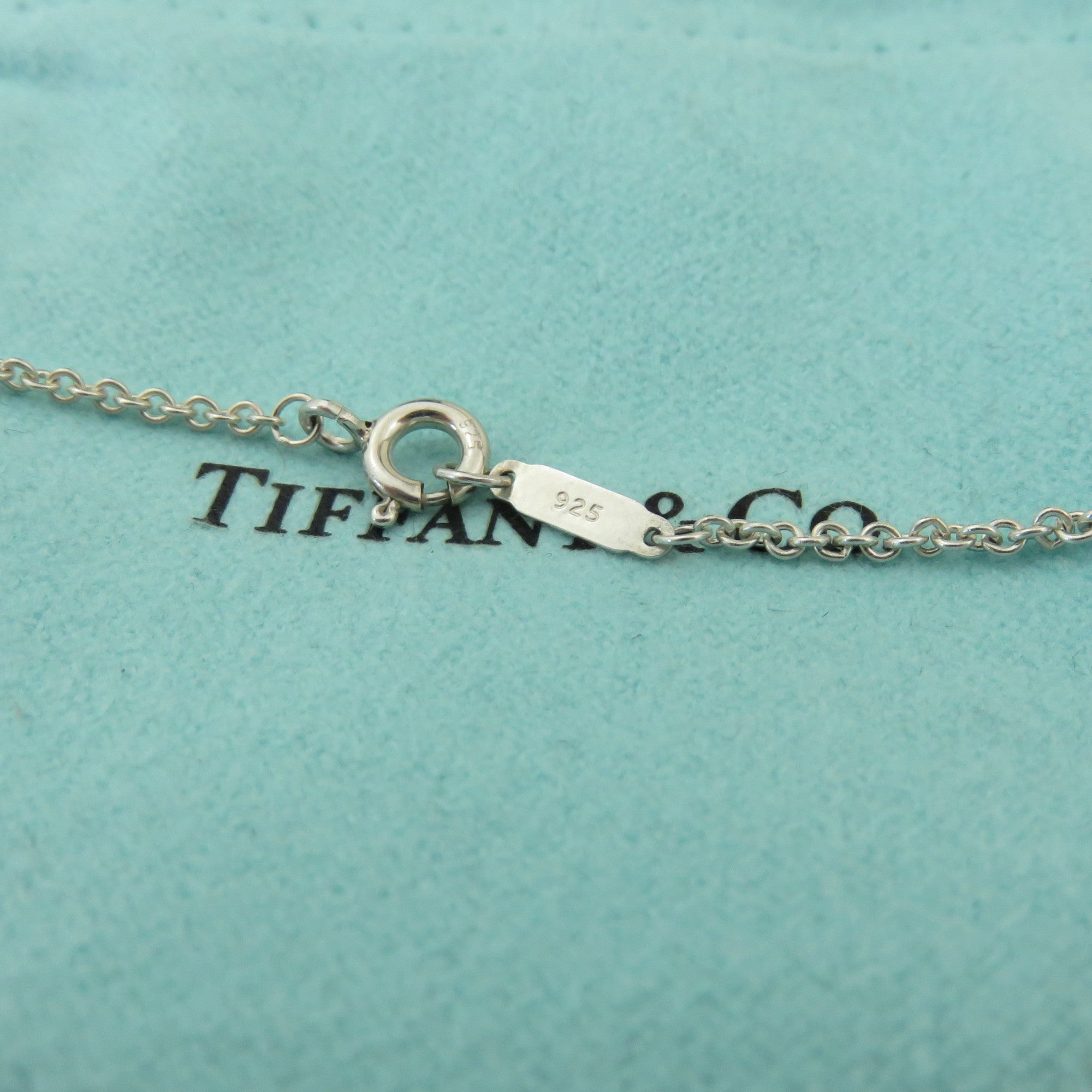TIFFANY & CO 925 Silver Mother of Pearl Return to Tiffany Double Heart Necklace