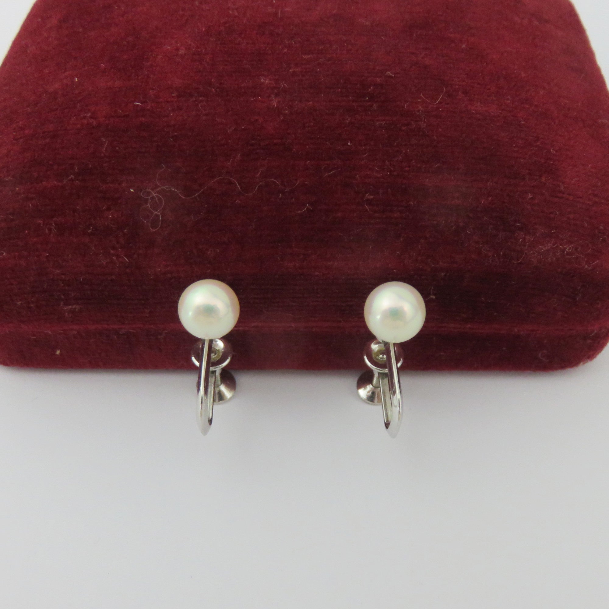 Mikimoto 925 Sterling Silver Leaf Akoya Pearl Screw On Earrings