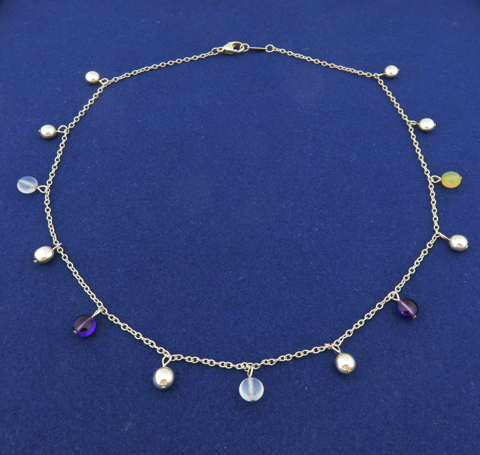 Tiffany & Co 925 Silver Rare Multi Gemstone Amethyst Fascination Ball Necklace