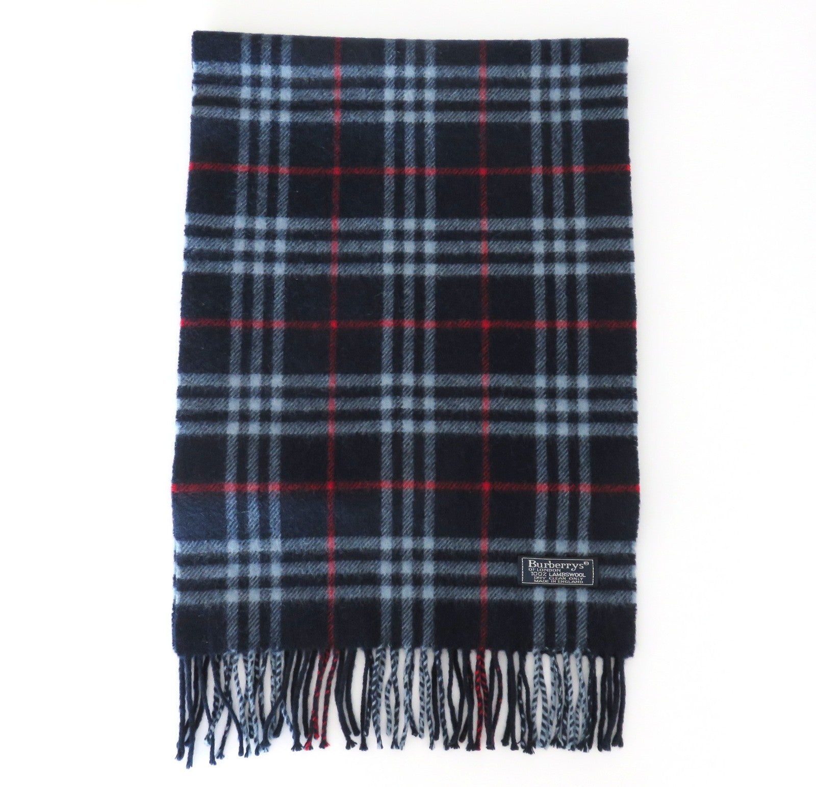 Burberry Navy Check Lambswool Scarf Price Includes US Tariff