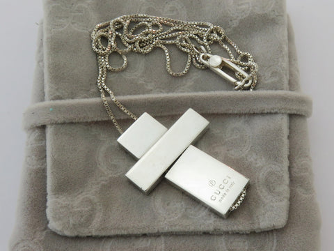 Gucci Sterling Silver Large Cross Long Chain Pendant Price Includes US Tariff