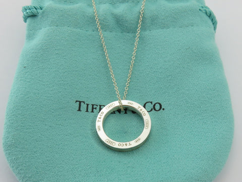 TIFFANY & CO Sterling Silver 1837 Circle Pendant Necklace RRP AU$ 545