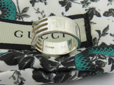 GUCCI Sterling Silver Interlocking G Logo Ring Size 5.75 Price Includes US Tarif