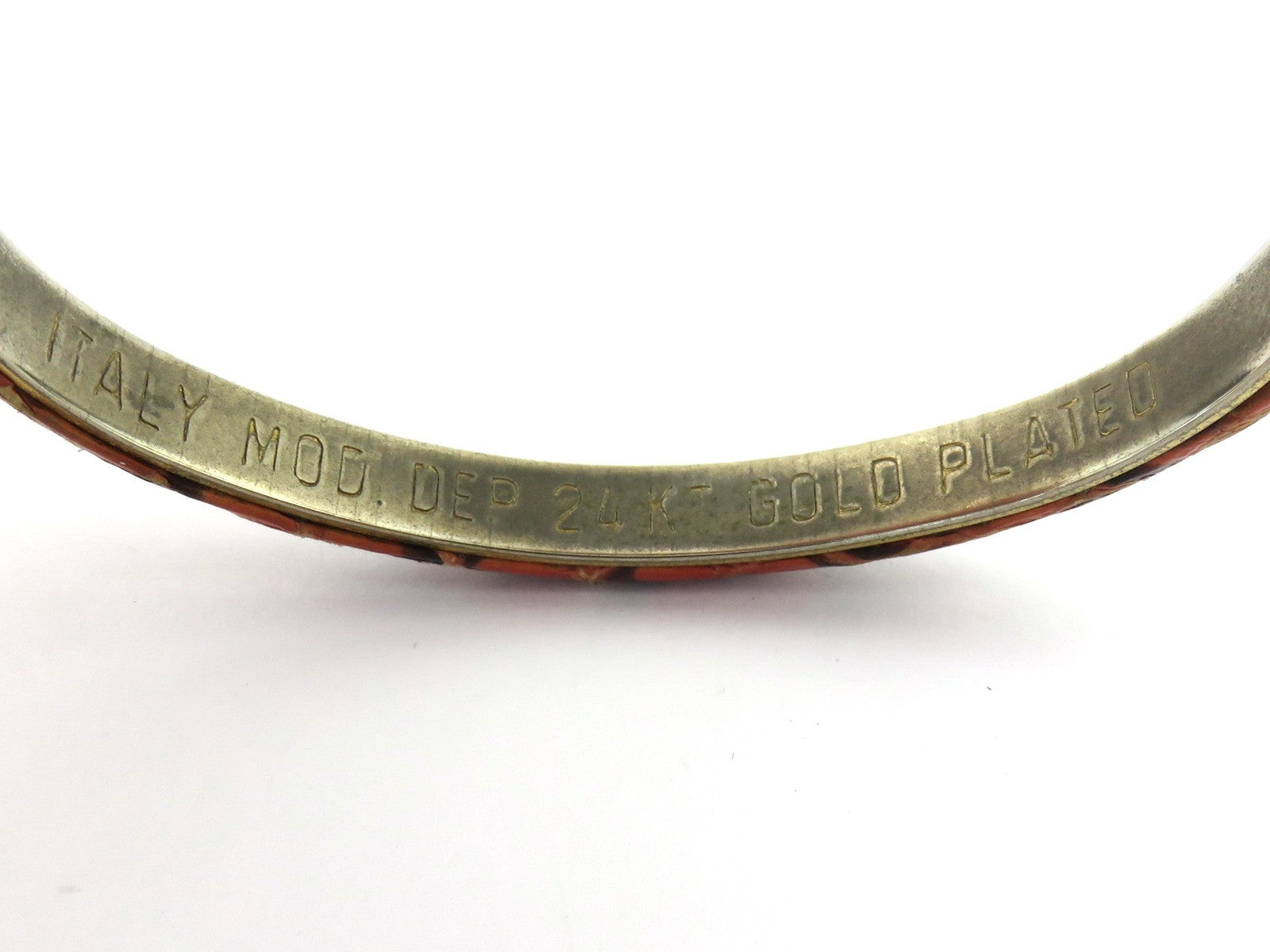 GUCCI Vintage Leather 24KT Gold Plated Metal GG Bangle Price Includes US tariff