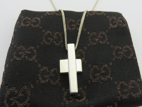 Gucci Sterling Silver Cross Pendant Necklace Price Includes US Tariff