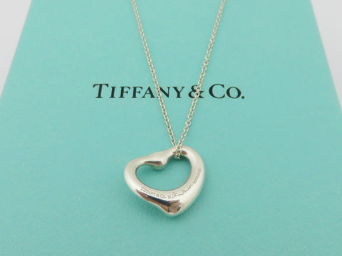 TIFFANY & CO Sterling Silver Pink Sapphire Open Heart Pendant Necklace