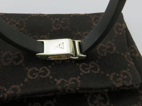 GUCCI Sterling Silver Black Rubber Bracelet Price Includes US Tariff