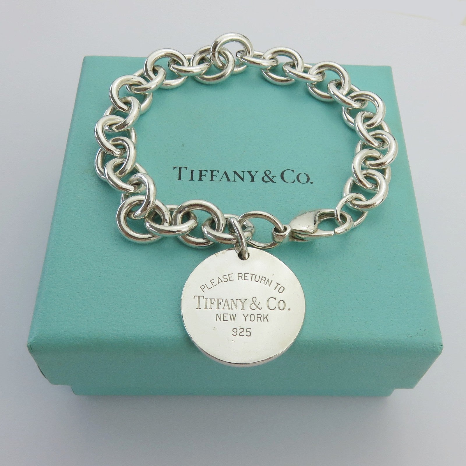 TIFFANY & CO 925 Silver Return to Tiffany Round Bold Link Bracelet Authentic