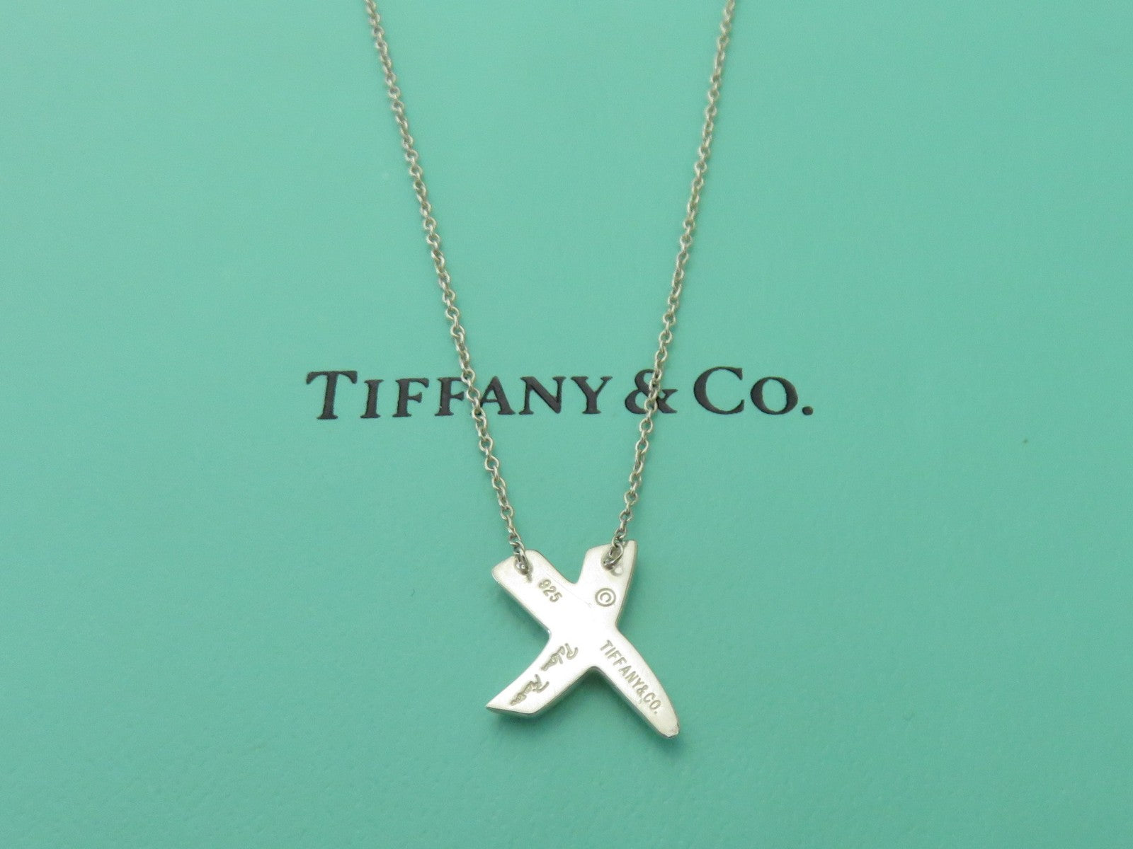 TIFFANY & CO Sterling Silver Kiss X Pendant Necklace Price Includes US Tariff