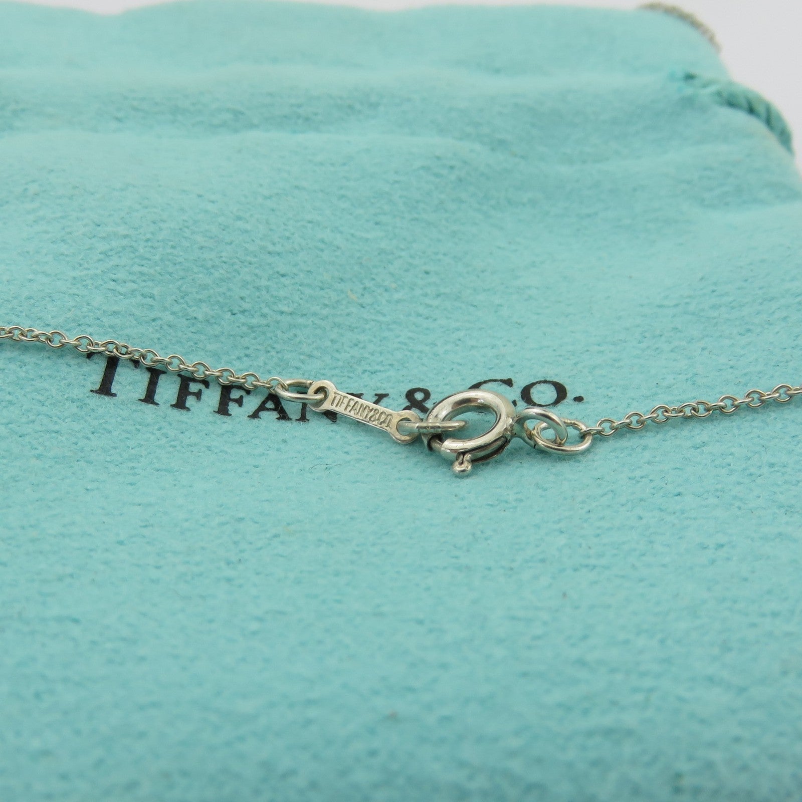 TIFFANY & CO 925 Sterling Silver Large Bean Pendant Necklace Authentic w/ Pouch