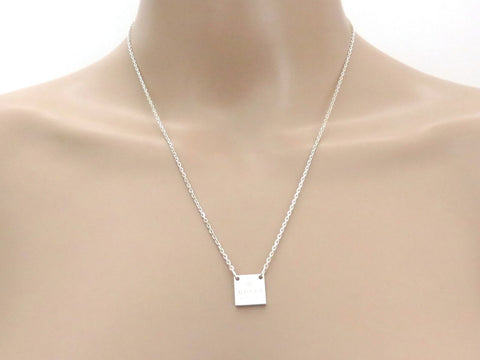 Gucci Sterling Silver Mini Square Tag Pendant Necklace
