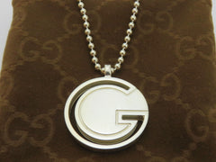 Gucci Sterling Silver G Logo Ball Chain Unisex Toggle Pendant Necklace