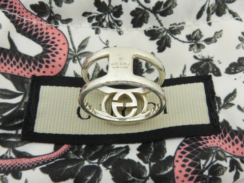GUCCI Sterling Silver Interlocking G Logo Ring 6.25 Price Includes US Tariff