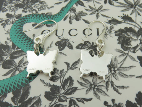Gucci Sterling Silver Butterfly Dangle Earrings