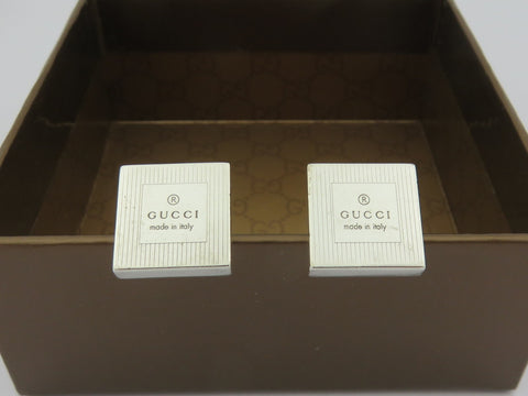 Gucci Sterling Silver Trademark Square Cufflinks Price Includes US Tariff