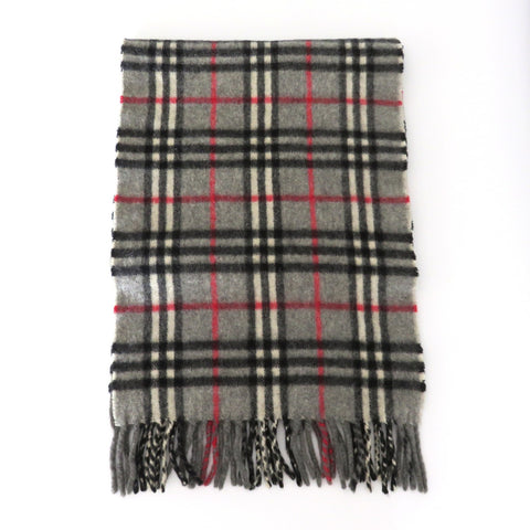 Burberry Grey Check Cashmere Scarf