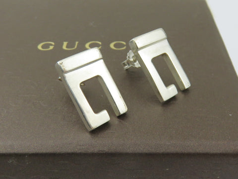 Gucci Sterling Silver G Logo Stud Earrings