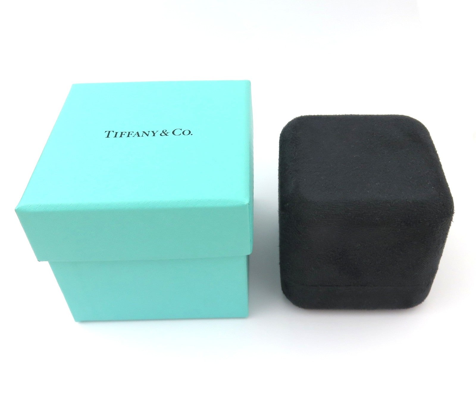 Tiffany & Co. Authentic Black Suede Ring Box with Outer Blue Box Empty