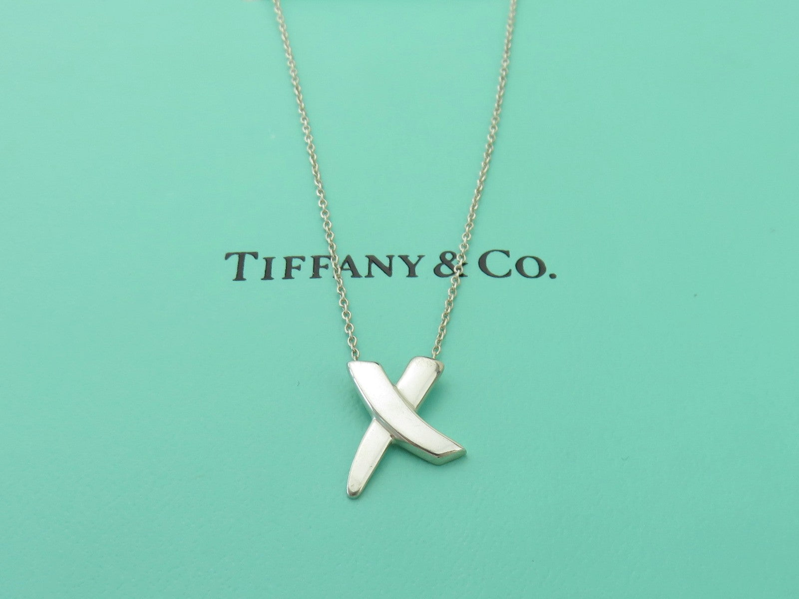 TIFFANY & CO Sterling Silver Kiss X Pendant Necklace Price Includes US Tariff