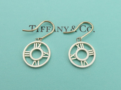 TIFFANY & CO Sterling Silver Atlas Medallion Dangle Earrings