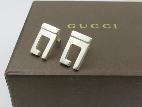 Gucci Sterling Silver G Logo Stud Earrings