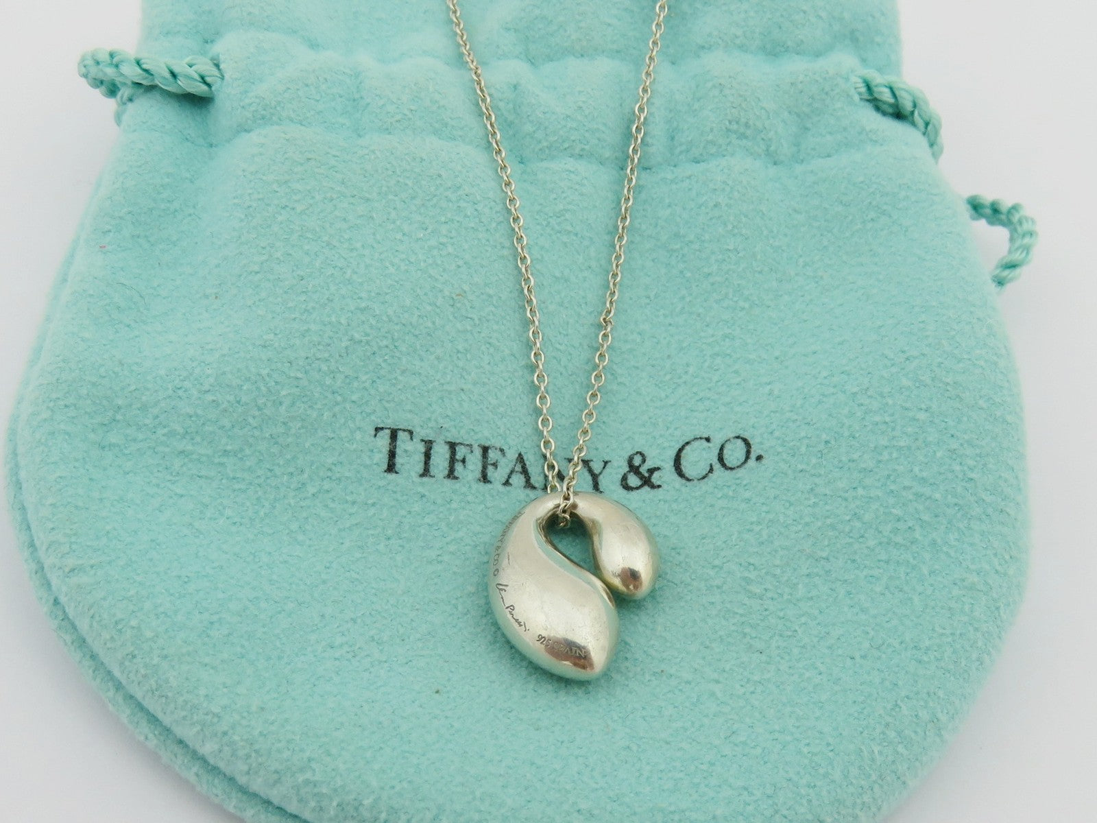 Tiffany & Co Sterling Silver Double Teardrop Pendant Price Includes US Tariff