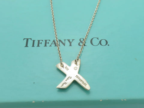 TIFFANY & CO Sterling Silver Kiss X Pendant Necklace Price Includes US Tariff