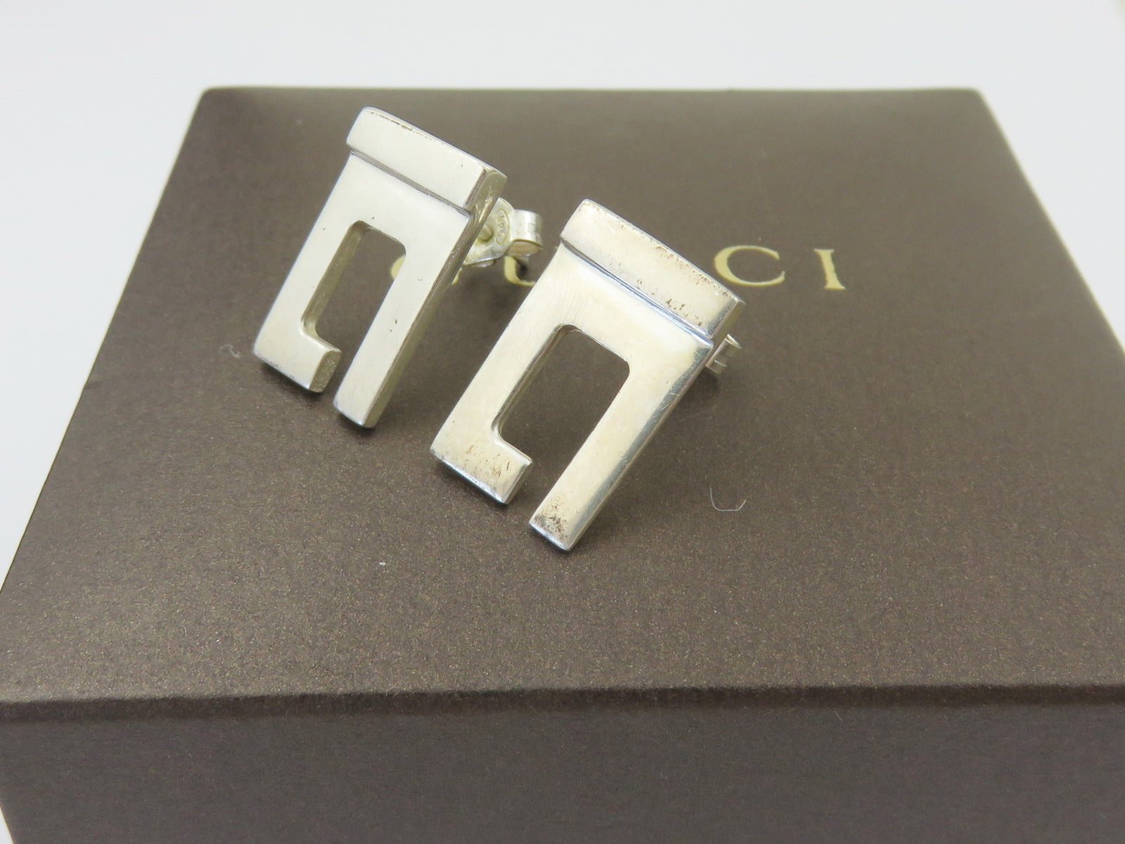 Gucci Sterling Silver G Logo Stud Earrings Price Includes US Tariff