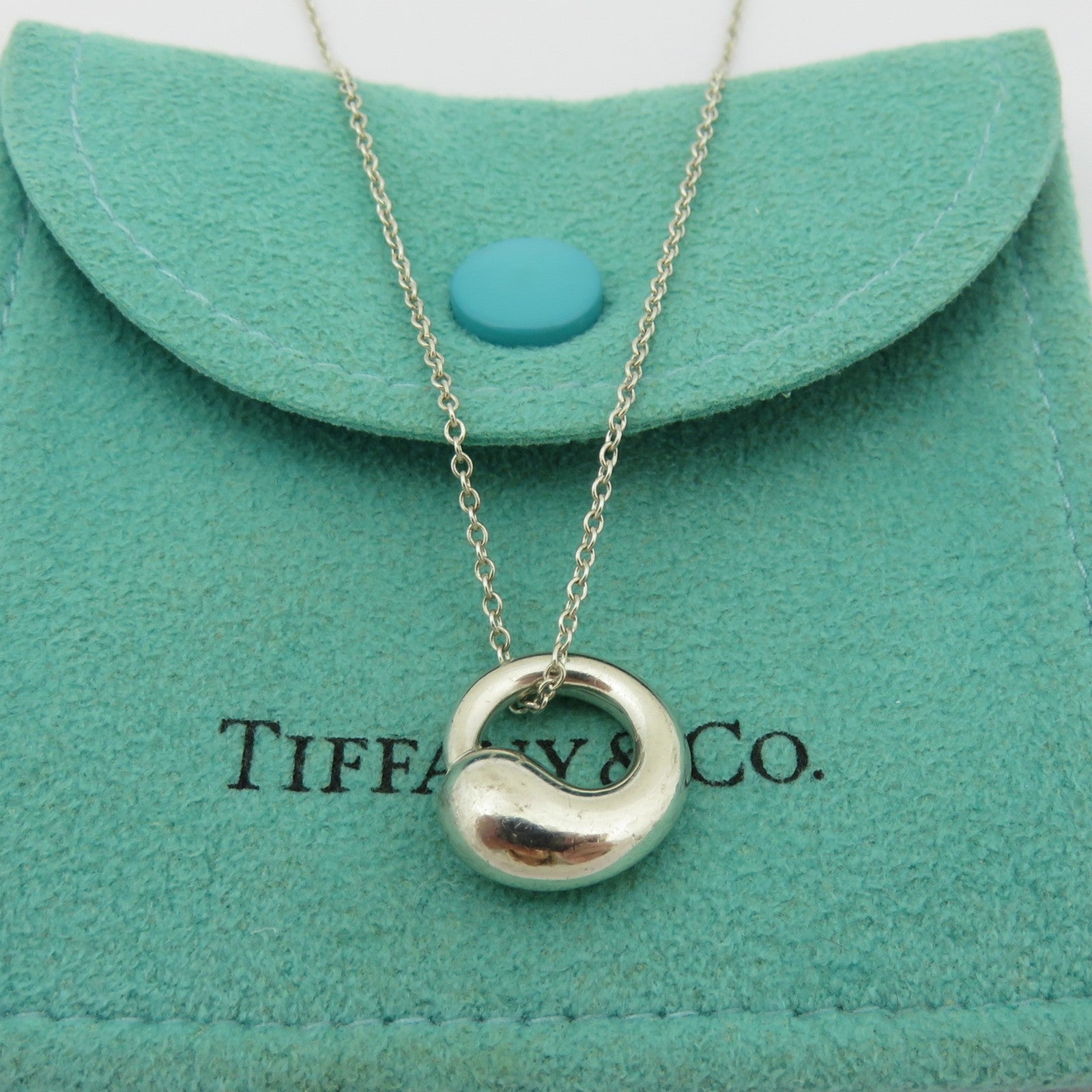 TIFFANY & CO 925 Sterling Silver Eternal Circle Pendant Necklace Authentic