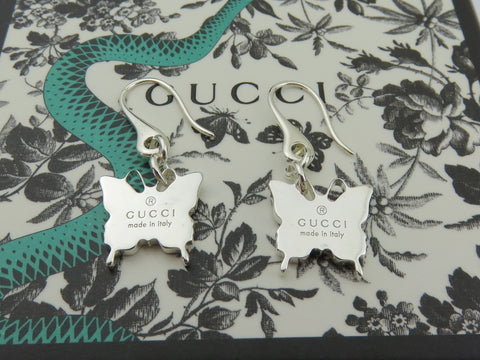 Gucci Sterling Silver Butterfly Dangle Earrings