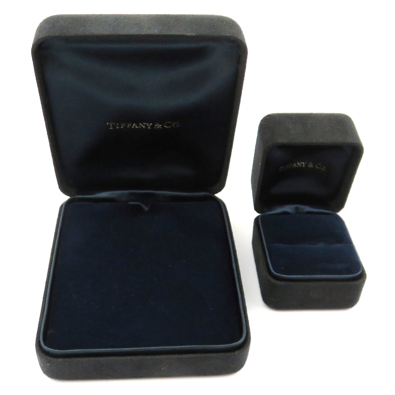 TIFFANY & CO Empty Black Suede Cases Necklace & Ring Set Authentic
