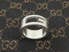 GUCCI Sterling Silver G Logo Band Ring Size 5.75