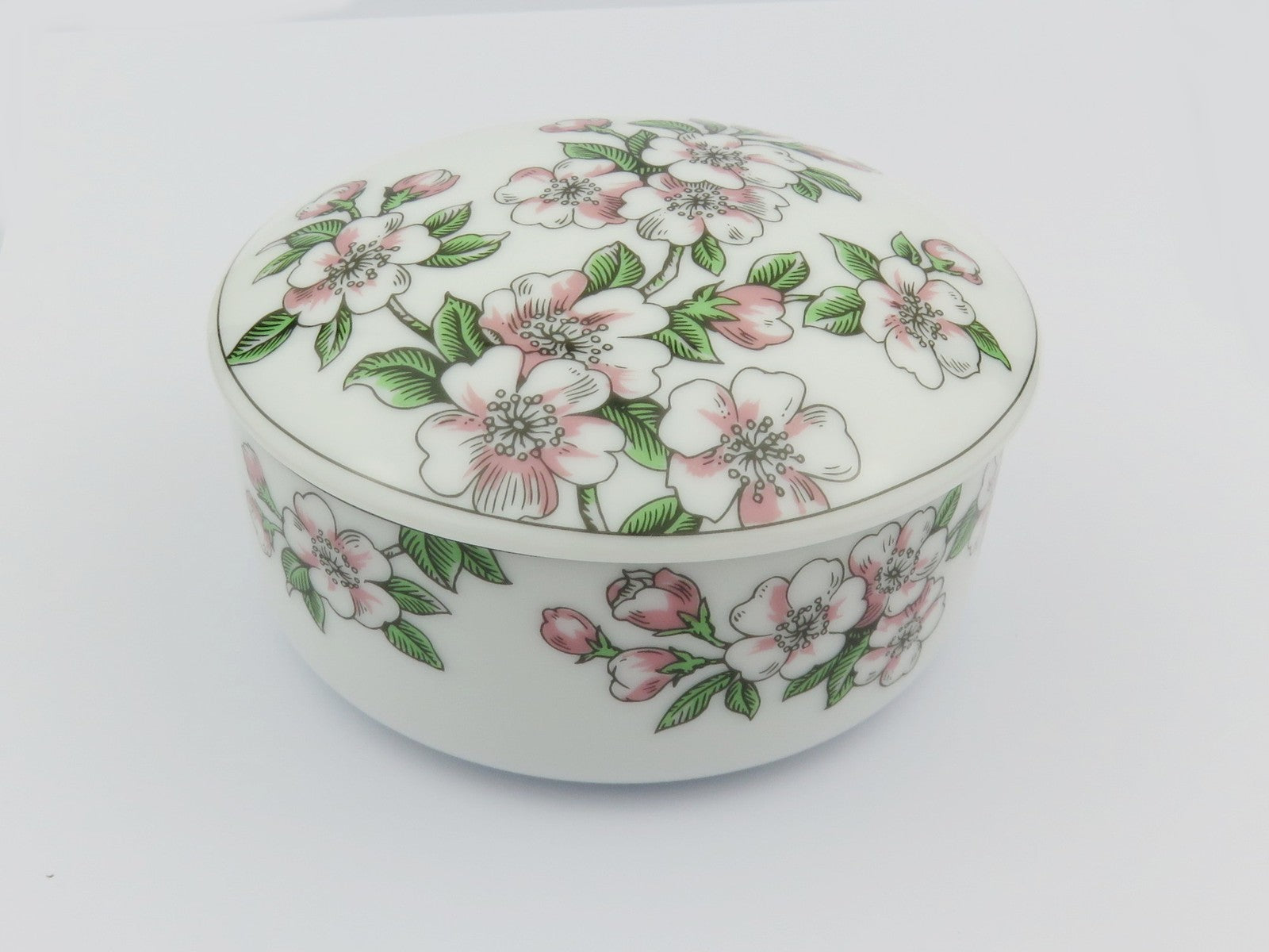 Tiffany & Co Round Floral Trinket Box Apple Blossom Like New Rare