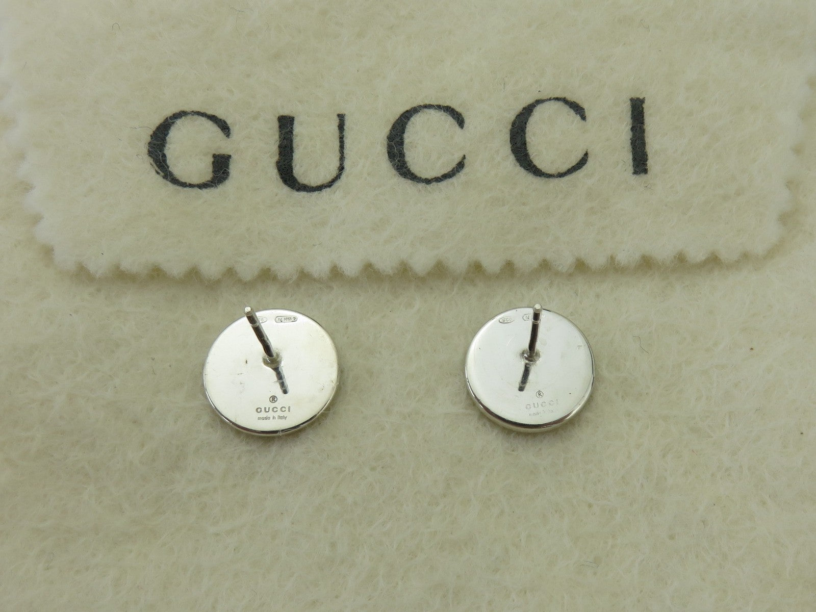 Gucci Sterling Silver Red Enamel GG Round Earrings Rare Price Includes US Tariff