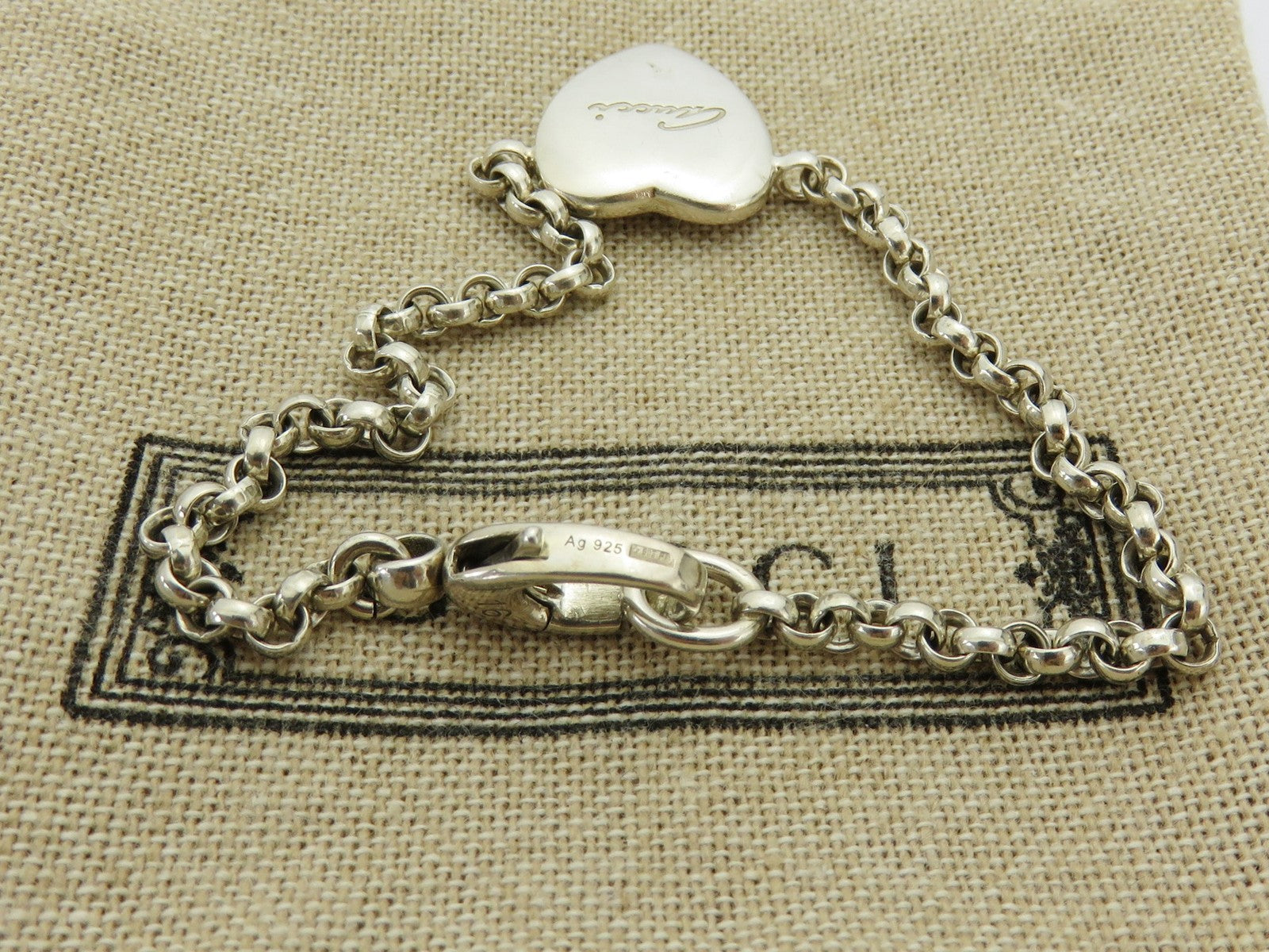 Gucci Sterling Silver Heart Butterfly Bracelet Price Includes US Tariff