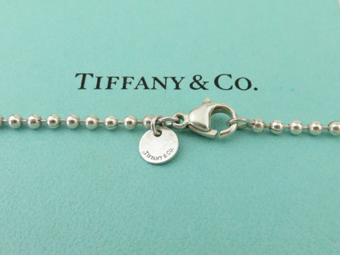 TIFFANY & CO Silver Return to Tiffany Heart Tag Long Beaded Chain Necklace
