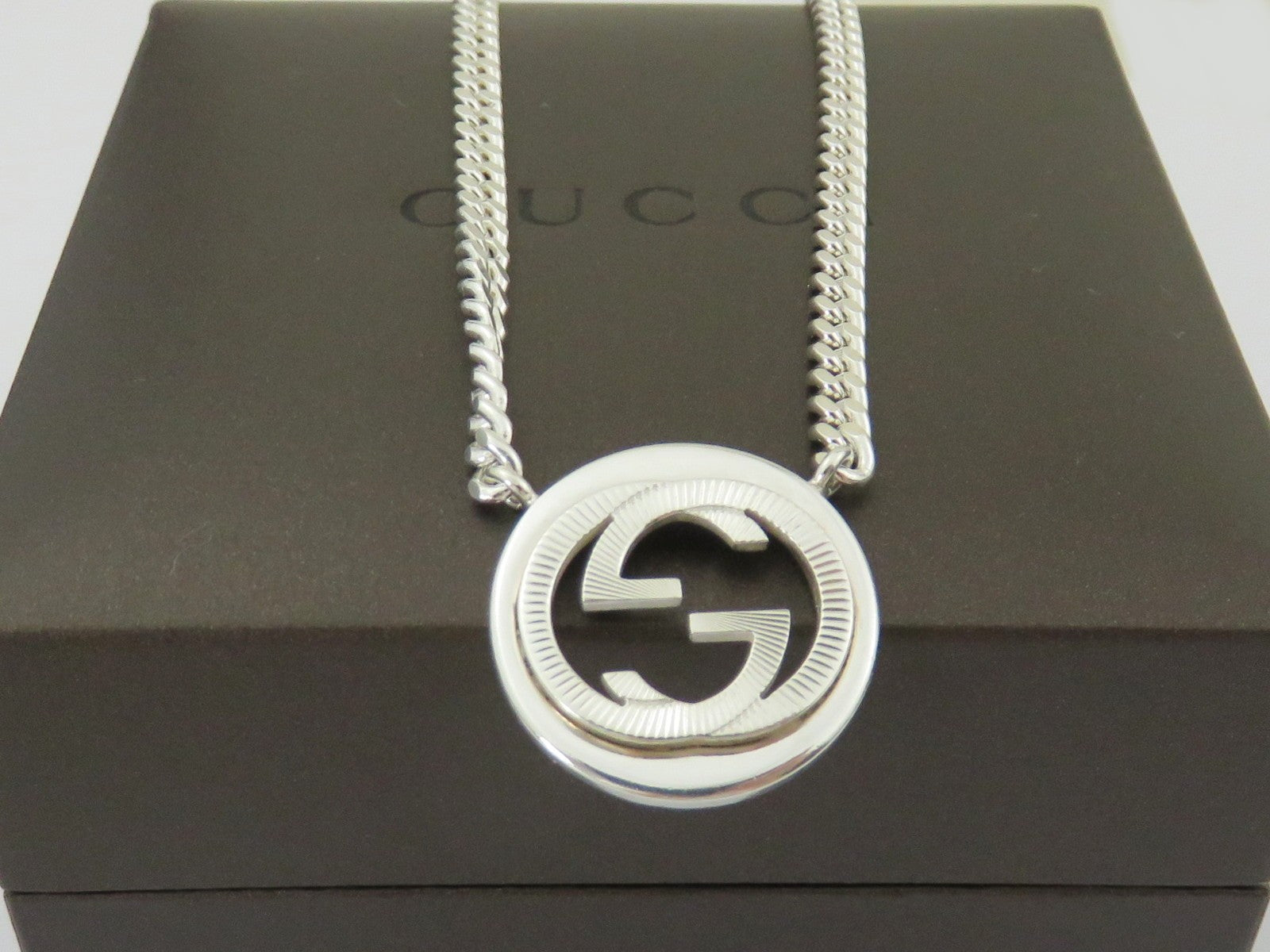 Gucci Sterling Silver Interlocking G Logo Round Pendant Price Includes US Tariff