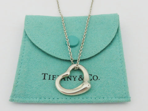 TIFFANY & CO Sterling Silver Medium Open Heart Pendant Necklace