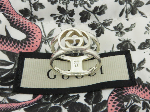 GUCCI Sterling Silver Interlocking G Logo Ring 6.25 Price Includes US Tariff