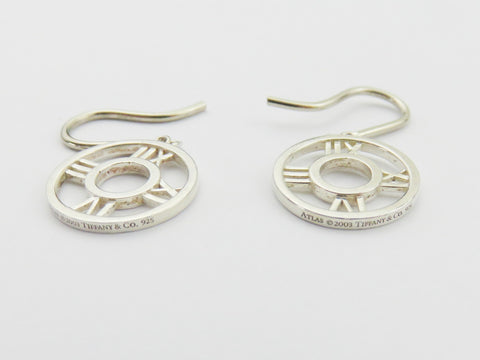 TIFFANY & CO Sterling Silver Atlas Medallion Dangle Earrings