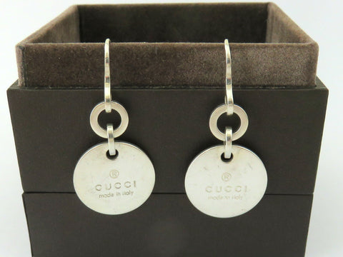 Gucci Sterling Silver Trademark Round Dangle Earrings Price Includes US Tariff