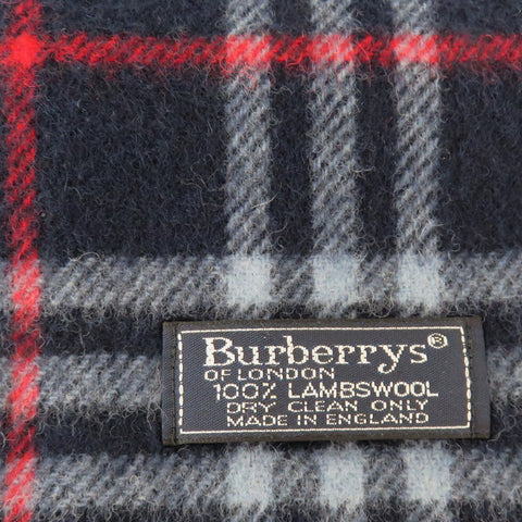 Burberry Navy Check Lambswool Scarf